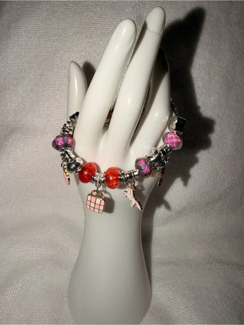Pink Charm Bracelet with Unicorn & Starfish Charms